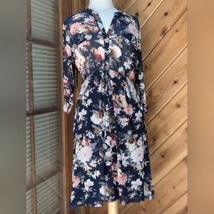 Floral Button-Up Midi Maternity Dress